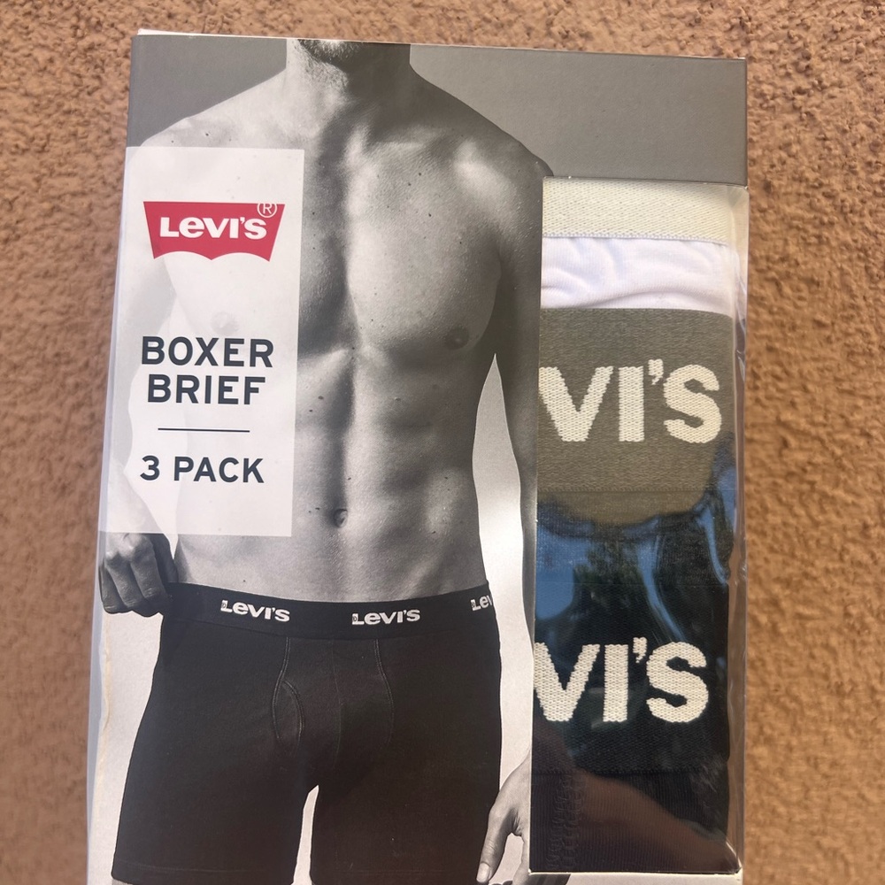 NWT Levi’s 3 pack Boxer Brief underwear XL white, Gray and Black